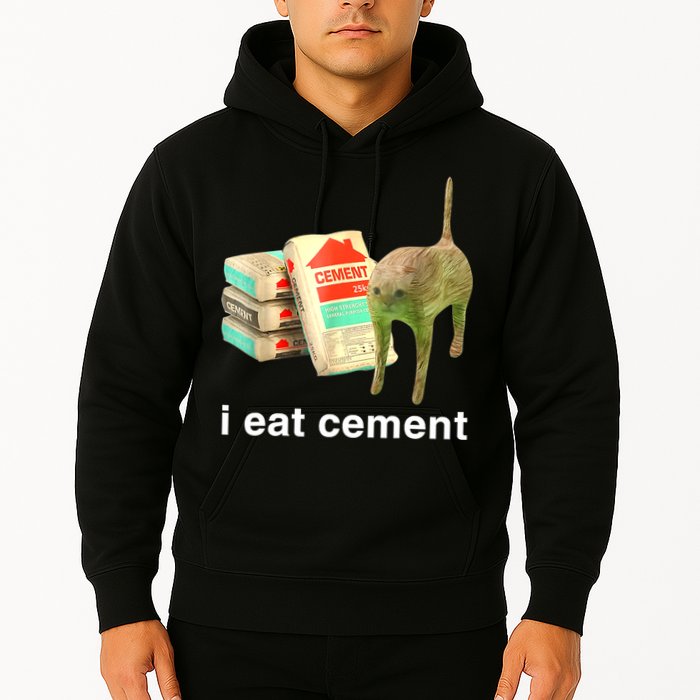 I Eat Cement Cursed Cat Funny Oddly Specific Dank Meme Hoodie