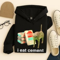 I Eat Cement Cursed Cat Funny Oddly Specific Dank Meme Hoodie