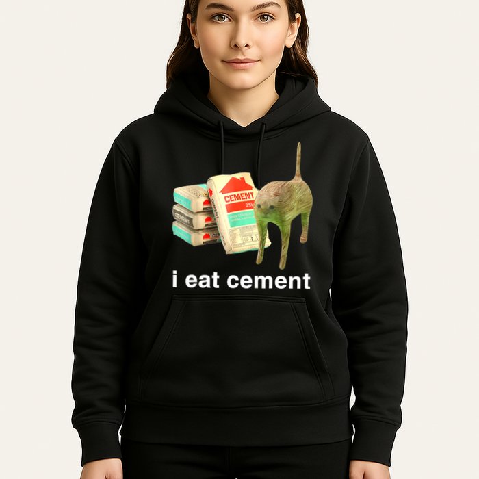 I Eat Cement Cursed Cat Funny Oddly Specific Dank Meme Hoodie