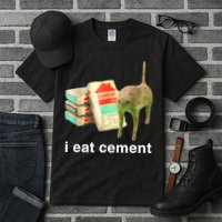 I Eat Cement Cursed Cat Funny Oddly Specific Dank Meme Tall T-Shirt