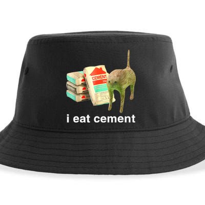 I Eat Cement Cursed Cat Funny Oddly Specific Dank Meme Sustainable Bucket Hat