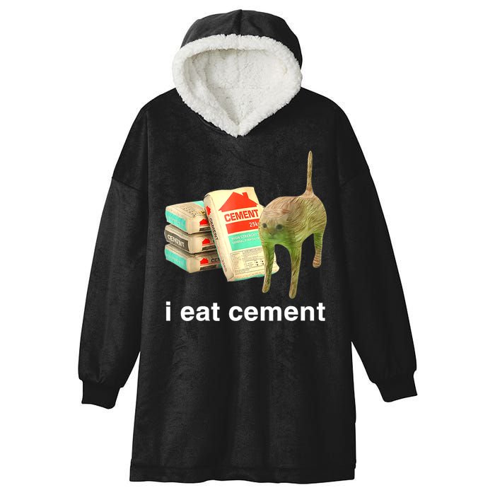 I Eat Cement Cursed Cat Funny Oddly Specific Dank Meme Hooded Wearable Blanket