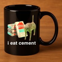 I Eat Cement Cursed Cat Funny Oddly Specific Dank Meme 11oz C Handle Ceramic Mug