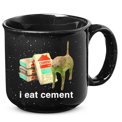 I Eat Cement Cursed Cat Funny Oddly Specific Dank Meme 15oz Campfire Ceramic Mug