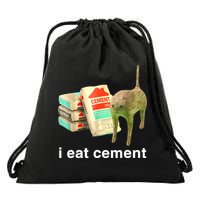 I Eat Cement Cursed Cat Funny Oddly Specific Dank Meme Drawstring Bag