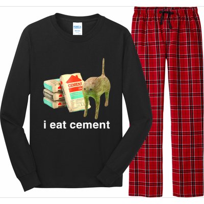 I Eat Cement Cursed Cat Funny Oddly Specific Dank Meme Long Sleeve Pajama Set