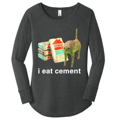 I Eat Cement Cursed Cat Funny Oddly Specific Dank Meme Women's Perfect Tri Tunic Long Sleeve Shirt