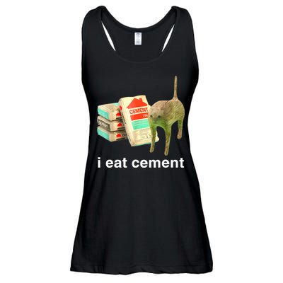 I Eat Cement Cursed Cat Funny Oddly Specific Dank Meme Ladies Essential Flowy Tank