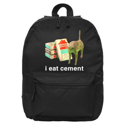 I Eat Cement Cursed Cat Funny Oddly Specific Dank Meme 16 in Basic Backpack
