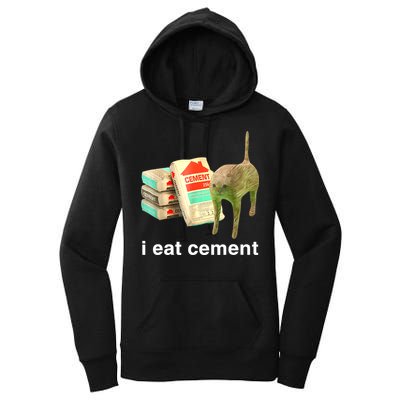 I Eat Cement Cursed Cat Funny Oddly Specific Dank Meme Women's Pullover Hoodie