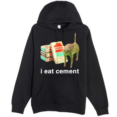 I Eat Cement Cursed Cat Funny Oddly Specific Dank Meme Premium Pullover Hoodie