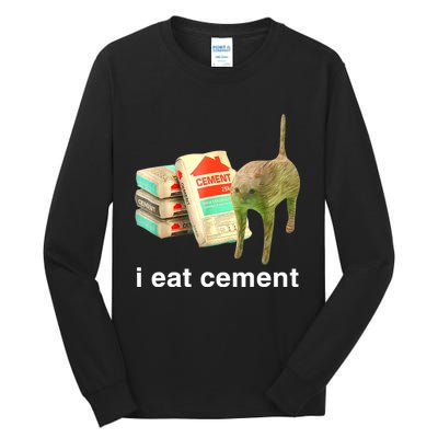 I Eat Cement Cursed Cat Funny Oddly Specific Dank Meme Tall Long Sleeve T-Shirt