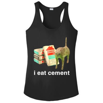I Eat Cement Cursed Cat Funny Oddly Specific Dank Meme Ladies PosiCharge Competitor Racerback Tank