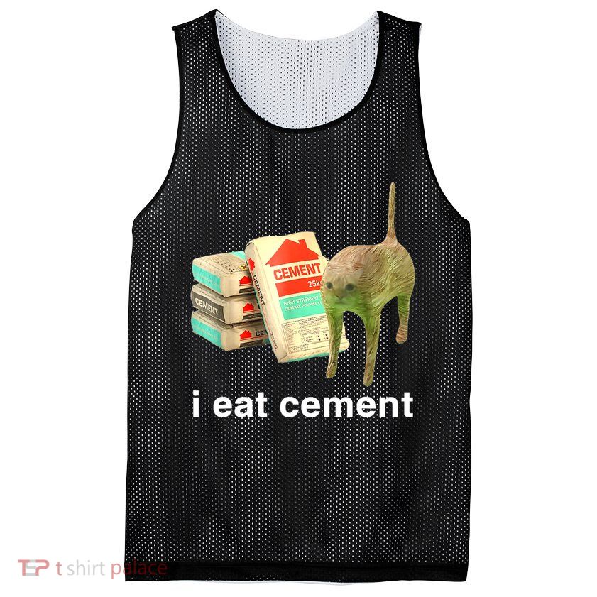 I Eat Cement Cursed Cat Funny Oddly Specific Dank Meme Mesh Reversible Basketball Jersey Tank