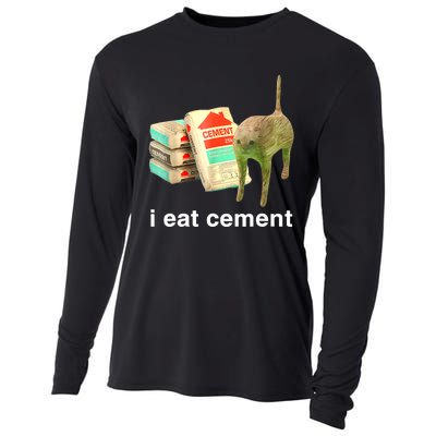 I Eat Cement Cursed Cat Funny Oddly Specific Dank Meme Cooling Performance Long Sleeve Crew