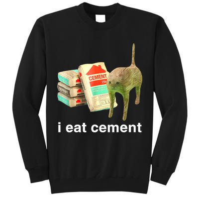 I Eat Cement Cursed Cat Funny Oddly Specific Dank Meme Tall Sweatshirt