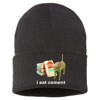 I Eat Cement Cursed Cat Funny Oddly Specific Dank Meme Sustainable Knit Beanie