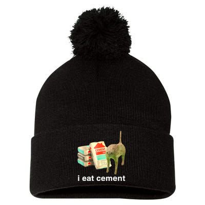I Eat Cement Cursed Cat Funny Oddly Specific Dank Meme Pom Pom 12in Knit Beanie