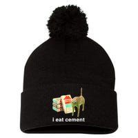 I Eat Cement Cursed Cat Funny Oddly Specific Dank Meme Pom Pom 12in Knit Beanie