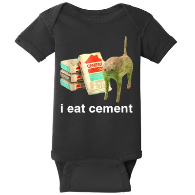 I Eat Cement Cursed Cat Funny Oddly Specific Dank Meme Baby Bodysuit