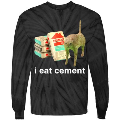 I Eat Cement Cursed Cat Funny Oddly Specific Dank Meme Tie-Dye Long Sleeve Shirt