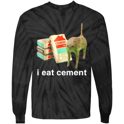 I Eat Cement Cursed Cat Funny Oddly Specific Dank Meme Tie-Dye Long Sleeve Shirt