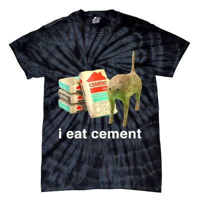 I Eat Cement Cursed Cat Funny Oddly Specific Dank Meme Tie-Dye T-Shirt