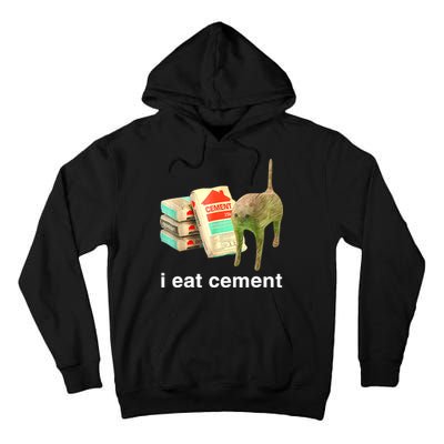 I Eat Cement Cursed Cat Funny Oddly Specific Dank Meme Tall Hoodie