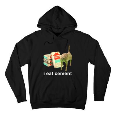 I Eat Cement Cursed Cat Funny Oddly Specific Dank Meme Tall Hoodie