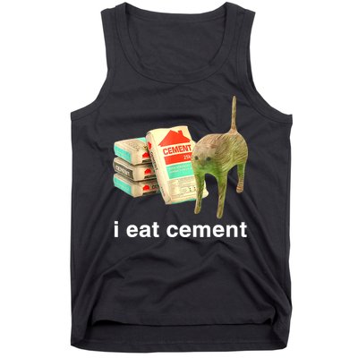 I Eat Cement Cursed Cat Funny Oddly Specific Dank Meme Tank Top