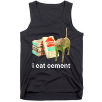 I Eat Cement Cursed Cat Funny Oddly Specific Dank Meme Tank Top