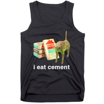 I Eat Cement Cursed Cat Funny Oddly Specific Dank Meme Tank Top