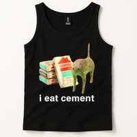 I Eat Cement Cursed Cat Funny Oddly Specific Dank Meme Tank Top