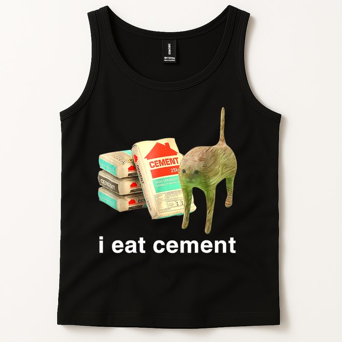 I Eat Cement Cursed Cat Funny Oddly Specific Dank Meme Tank Top