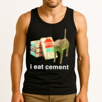 I Eat Cement Cursed Cat Funny Oddly Specific Dank Meme Tank Top