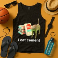 I Eat Cement Cursed Cat Funny Oddly Specific Dank Meme Tank Top