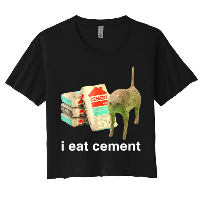 I Eat Cement Cursed Cat Funny Oddly Specific Dank Meme Crop Top