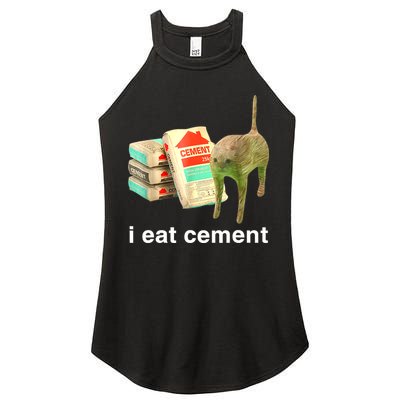 I Eat Cement Cursed Cat Funny Oddly Specific Dank Meme Women's Perfect Tri Rocker Tank