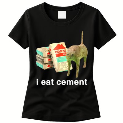 I Eat Cement Cursed Cat Funny Oddly Specific Dank Meme Womens T-Shirt