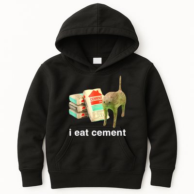 I Eat Cement Cursed Cat Funny Oddly Specific Dank Meme Kids Hoodie