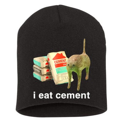 I Eat Cement Cursed Cat Funny Oddly Specific Dank Meme Short Acrylic Beanie