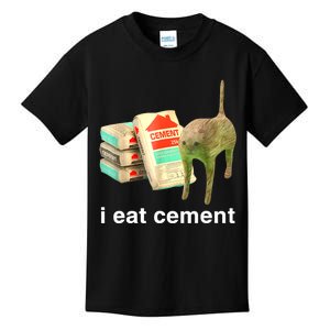 I Eat Cement Cursed Cat Funny Oddly Specific Dank Meme Kids T-Shirt