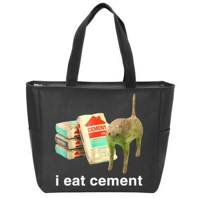 I Eat Cement Cursed Cat Funny Oddly Specific Dank Meme Zip Tote Bag