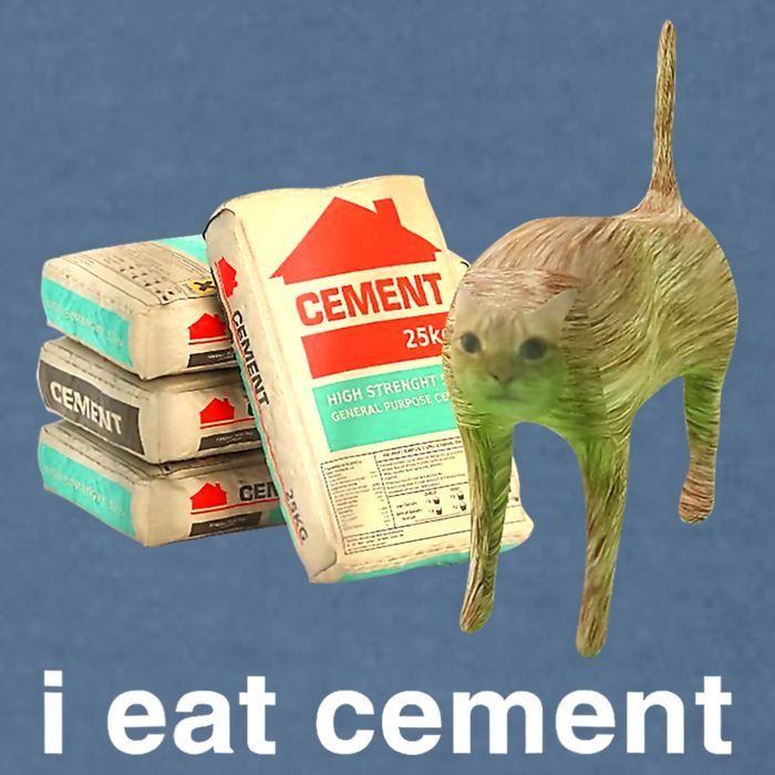 I Eat Cement Cursed Cat Funny Oddly Specific Dank Meme Garment-Dyed Sweatshirt