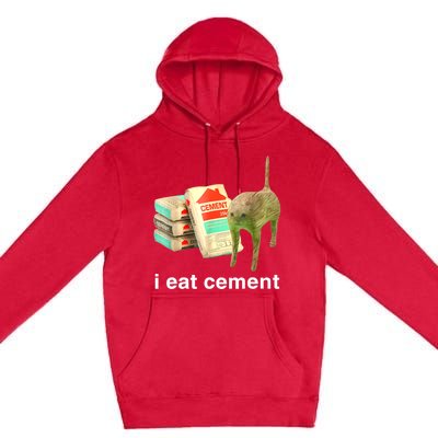 I Eat Cement Cursed Cat Funny Oddly Specific Dank Meme Premium Pullover Hoodie