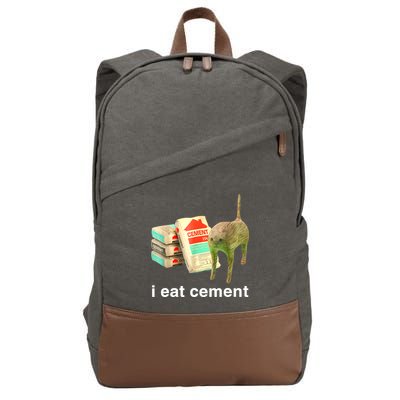 I Eat Cement Cursed Cat Funny Oddly Specific Dank Meme Cotton Canvas Backpack