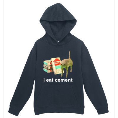 I Eat Cement Cursed Cat Funny Oddly Specific Dank Meme Urban Pullover Hoodie