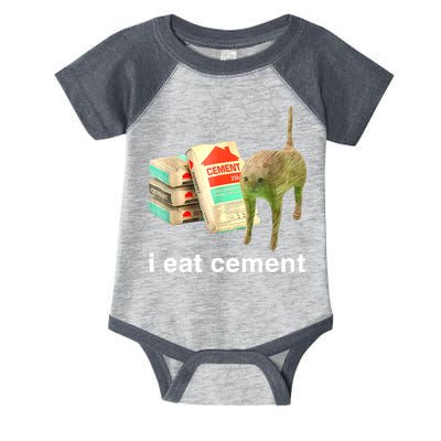 I Eat Cement Cursed Cat Funny Oddly Specific Dank Meme Infant Baby Jersey Bodysuit