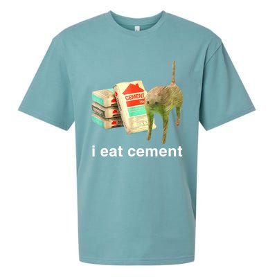 I Eat Cement Cursed Cat Funny Oddly Specific Dank Meme Sueded Cloud Jersey T-Shirt