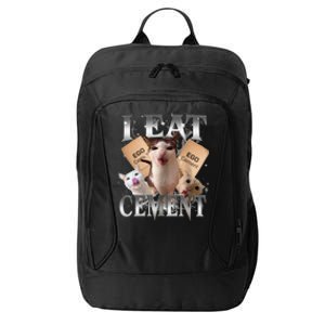 I Eat Cement Cursed Cat Funny Oddly Specific Dank Meme Cat City Backpack